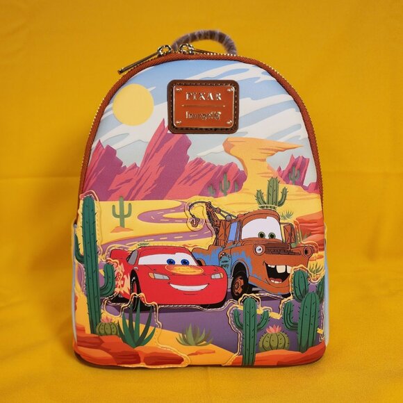 Loungefly Disney Pixar Cars Lightning McQueen and Mater Desert Mini Backpack NEW - Picture 11 of 11
